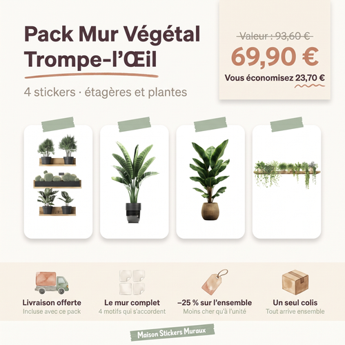Pack Stickers Muraux Mur Végétal Trompe-l'Œil