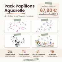 Pack Stickers Muraux Papillons Aquarelle