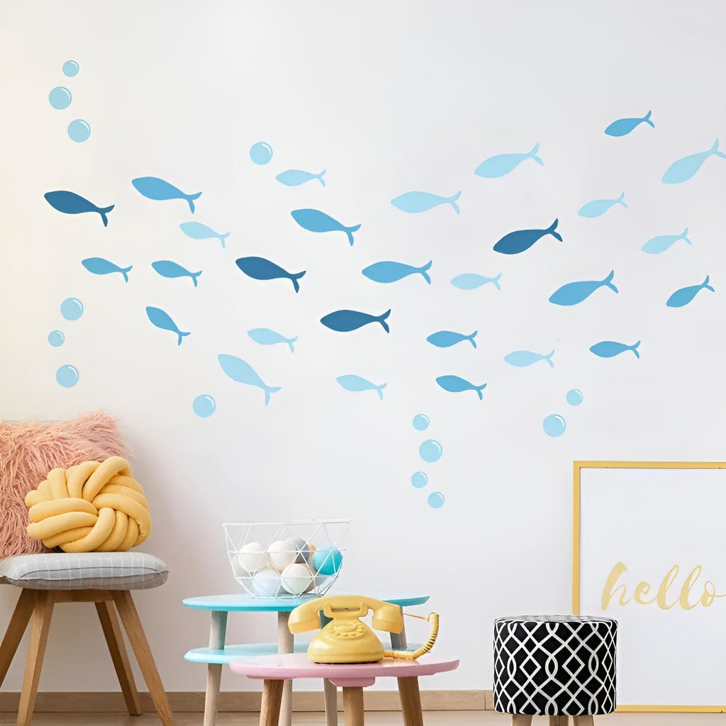 Stickers Muraux Poissons et Bulles Salle de Bain