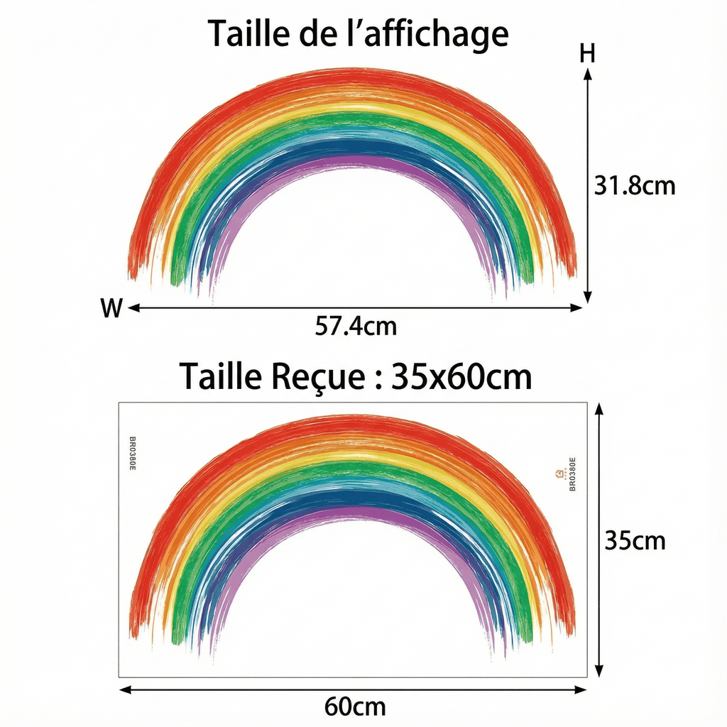 Sticker Mural Arc-en-Ciel Coloré - dimensions