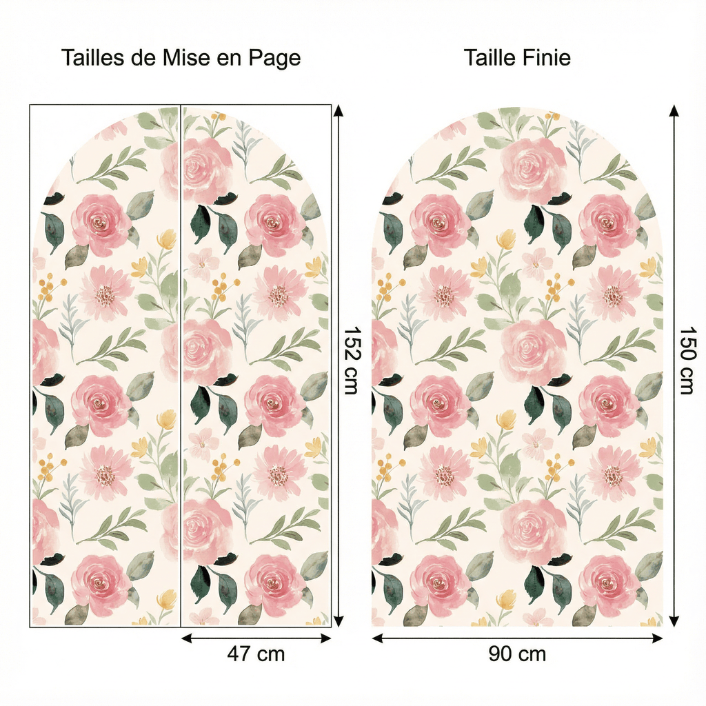 Sticker Mural Arche Florale - dimensions
