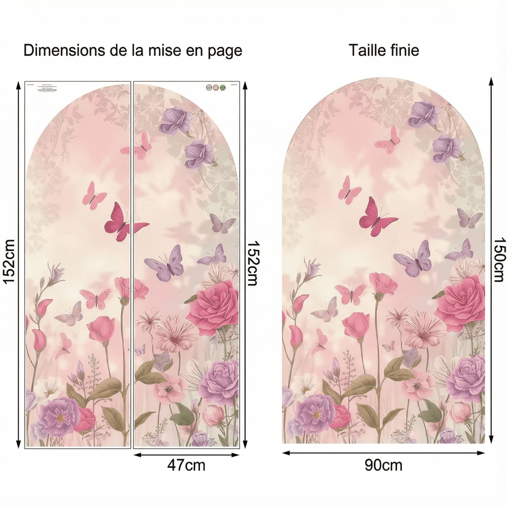 Sticker Mural Arche Papillons - dimensions