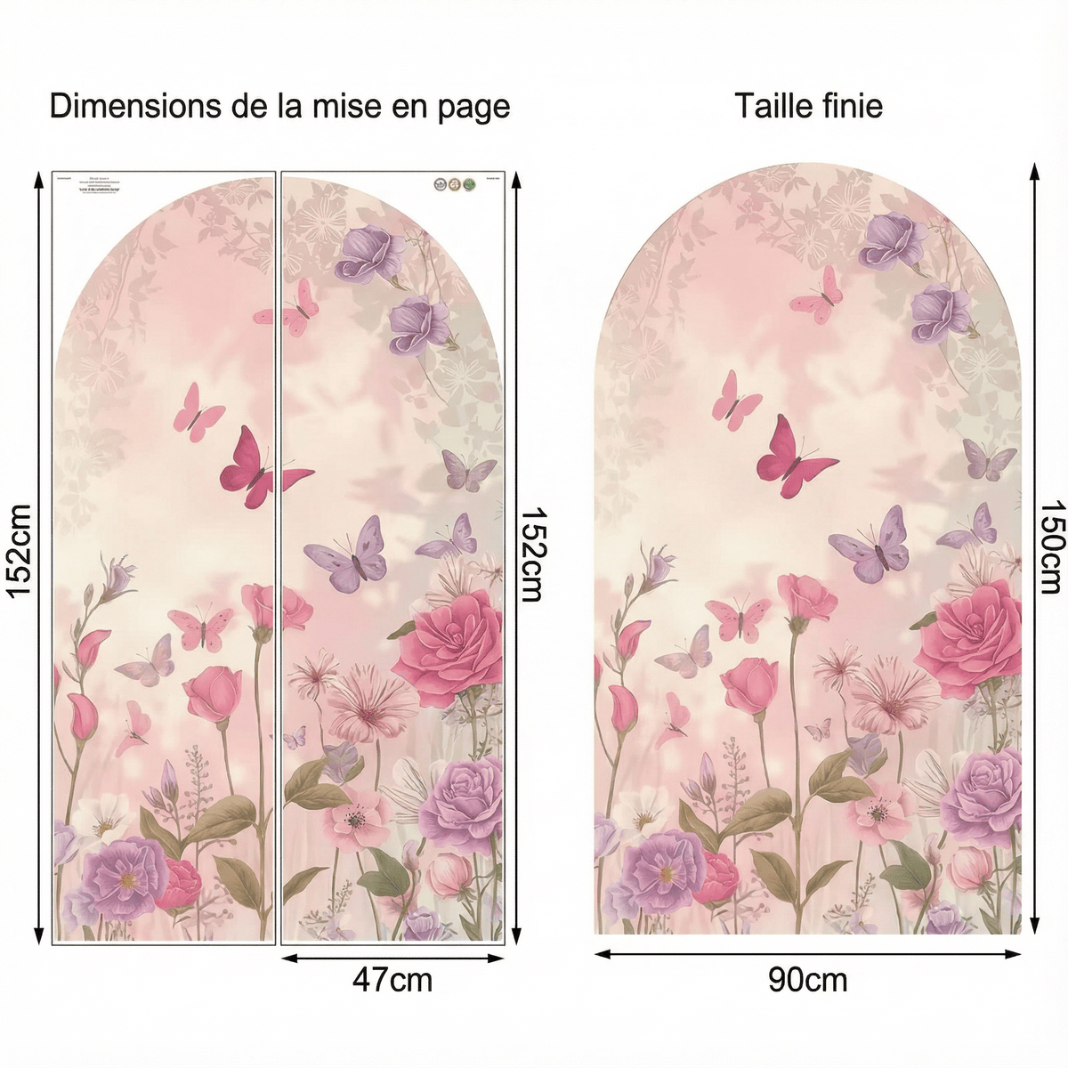 Sticker Mural Arche Papillons - dimensions