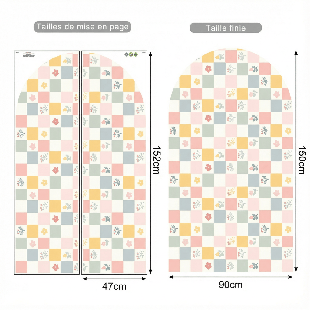 Sticker Mural Carreaux Pastel - dimensions