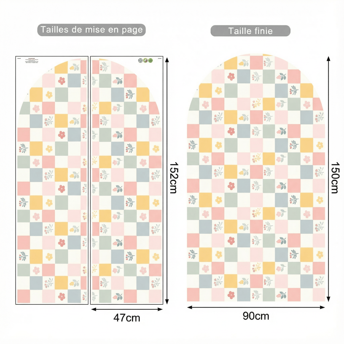 Sticker Mural Carreaux Pastel - dimensions