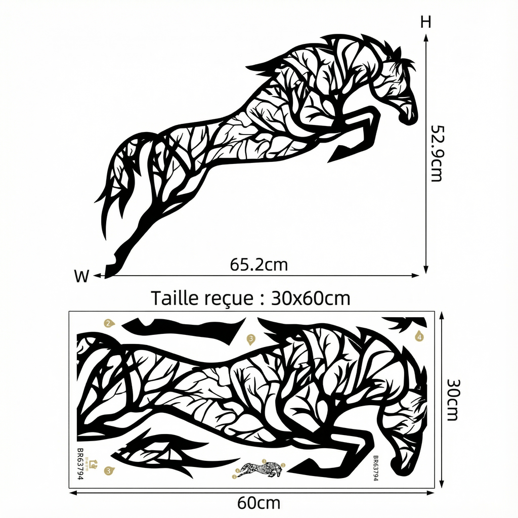 Sticker Mural Cheval Arbre - dimensions
