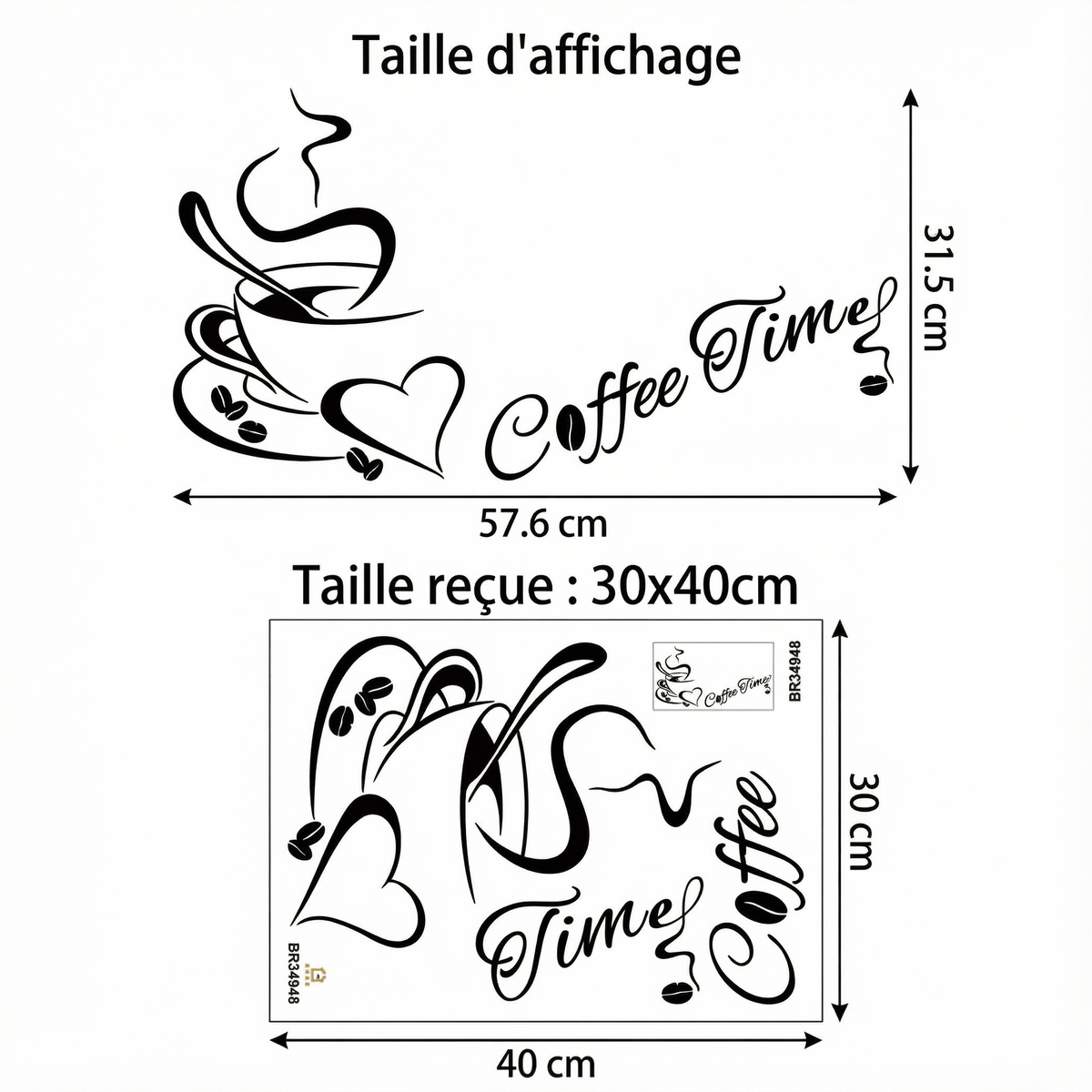 Sticker Mural Cuisine Espace Café - dimensions