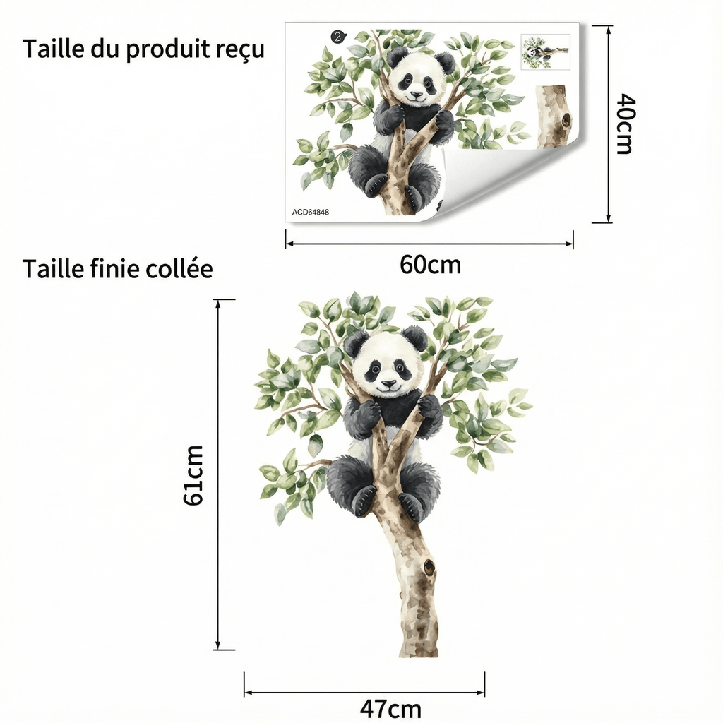 Sticker Mural Panda Arbre - dimensions