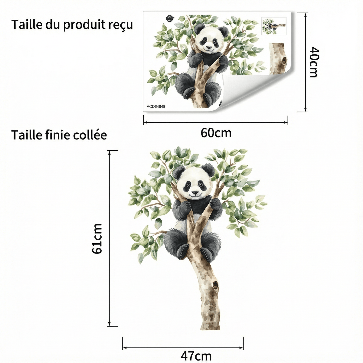 Sticker Mural Panda Arbre - dimensions