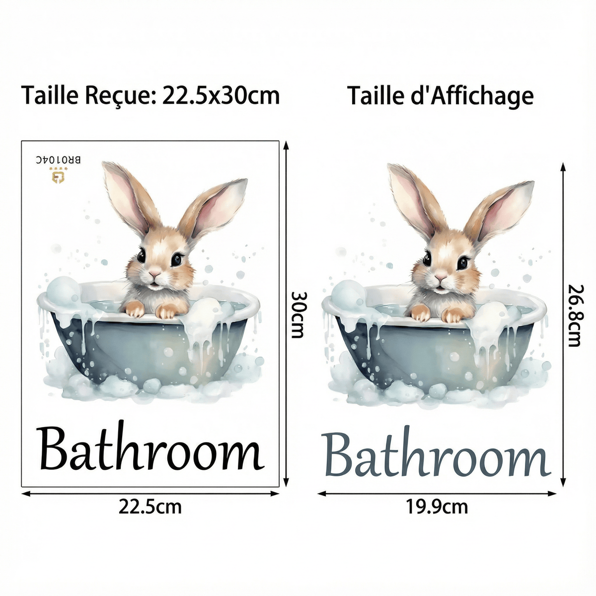Sticker Mural Salle de Bain Lapin - dimensions