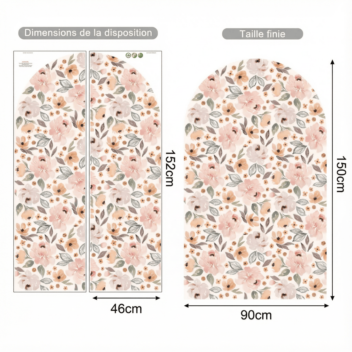 Stickers Muraux Arche Fleurie - dimensions