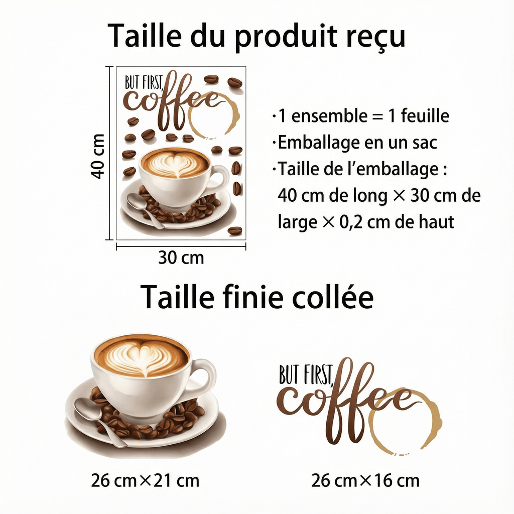Stickers Muraux Cuisine Tasse de Café - dimensions