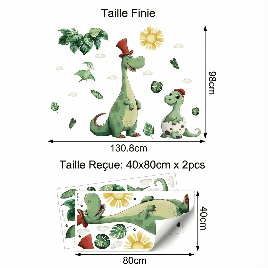 Stickers Muraux Dinosaure Géant Chambre Enfant - dimensions