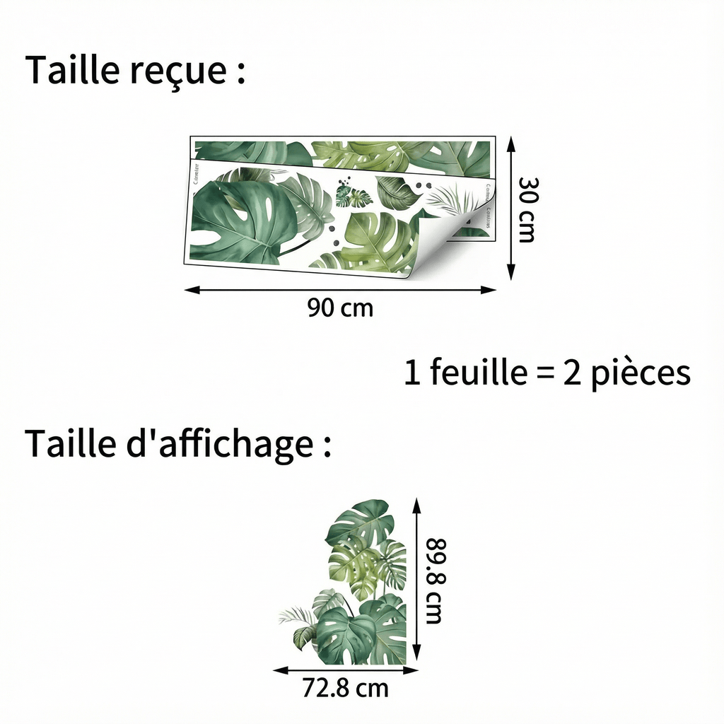 Stickers Muraux Feuillage Tropicale - dimensions