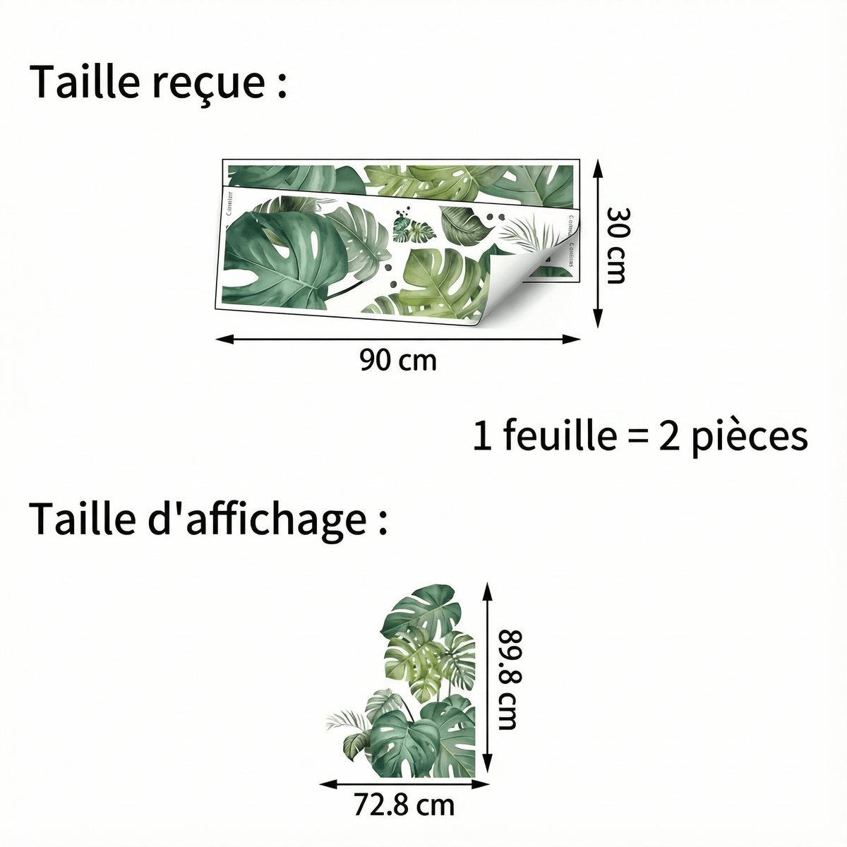 Stickers Muraux Feuillage Tropicale - dimensions