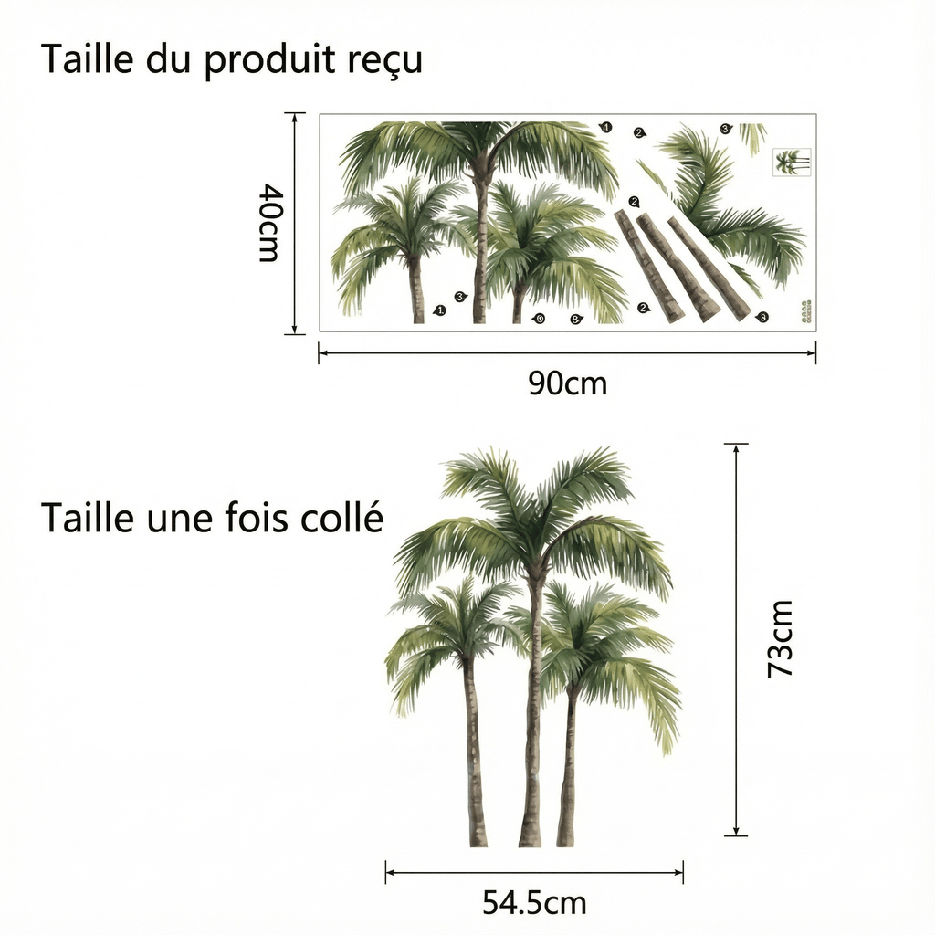 Stickers Muraux Palmier - dimensions