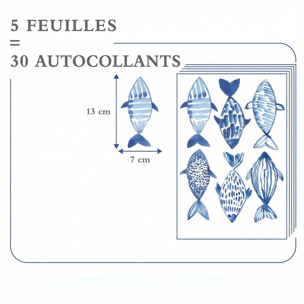 Stickers Muraux Poisson Chambre Enfant - dimensions