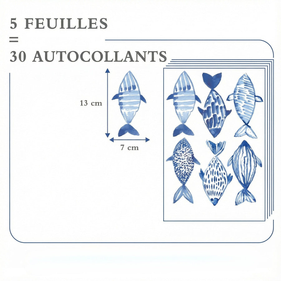 Comparaison entre la planche reçue et le motif posé : Stickers Muraux Poisson Chambre Enfant