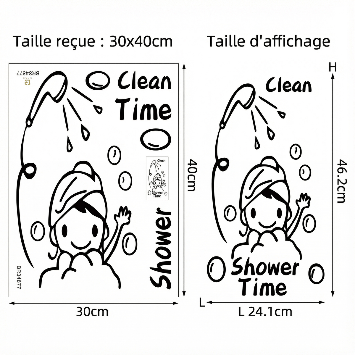 Stickers Muraux Salle de Bain Douche - dimensions