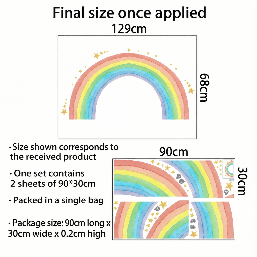 Large Rainbow Wall Sticker - dimensions