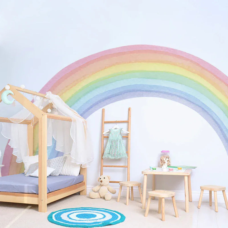 Grand Sticker Mural Arc-en-Ciel Pastel