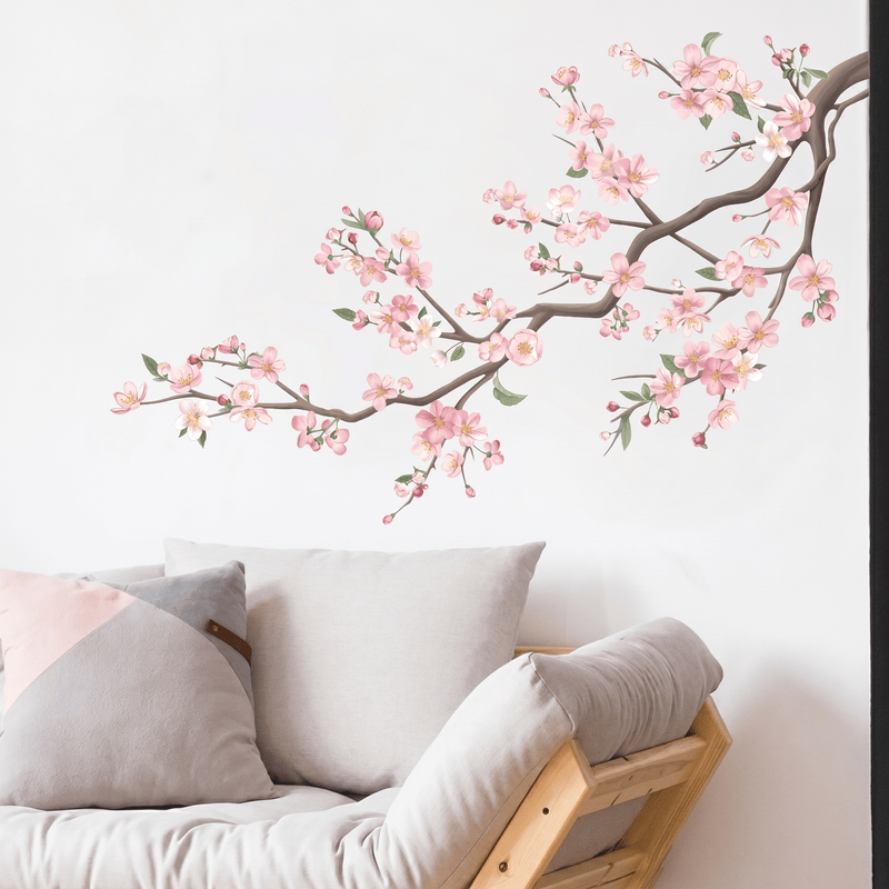 Grand Sticker Mural Branche de Cerisier en Fleurs