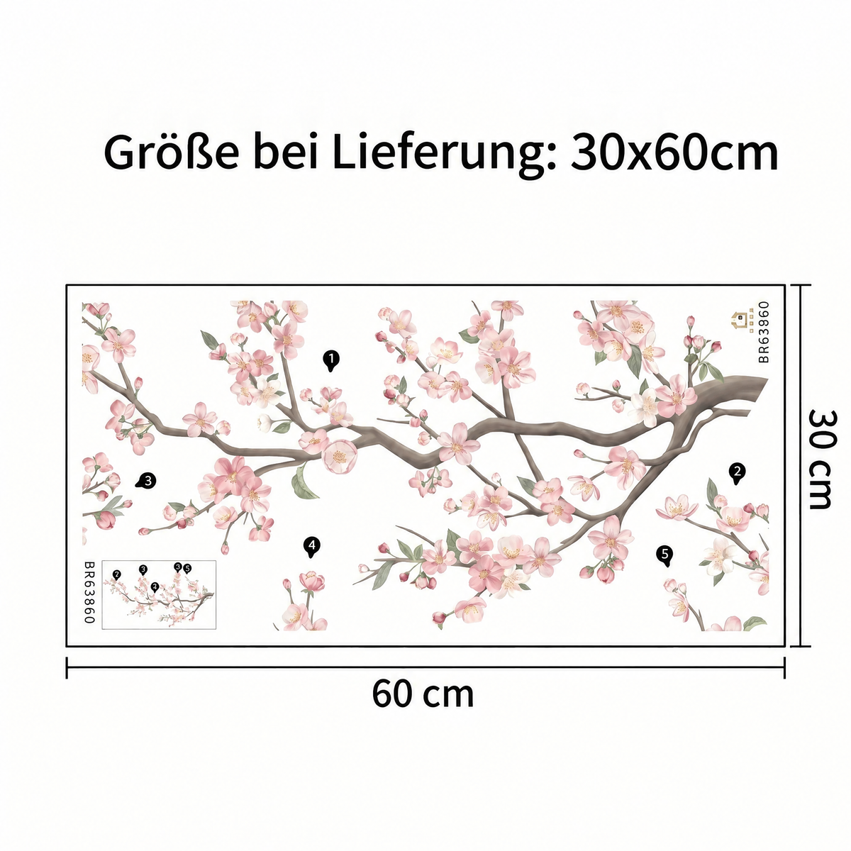 Wandtattoo Großer Kirschblütenzweig - Maße