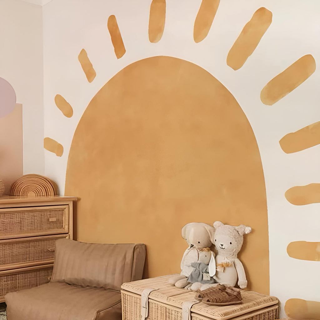 Grand Sticker Mural Soleil Bohème Terracotta Chambre Bébé