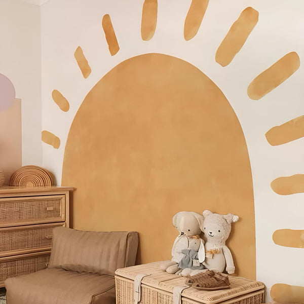 Grand Sticker Mural Soleil Bohème Terracotta Chambre Bébé