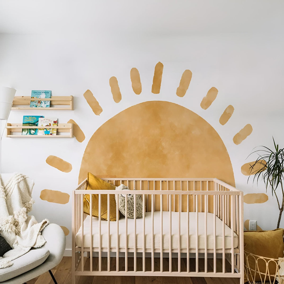 Grand Sticker Mural Soleil Bohème Terracotta Chambre Bébé