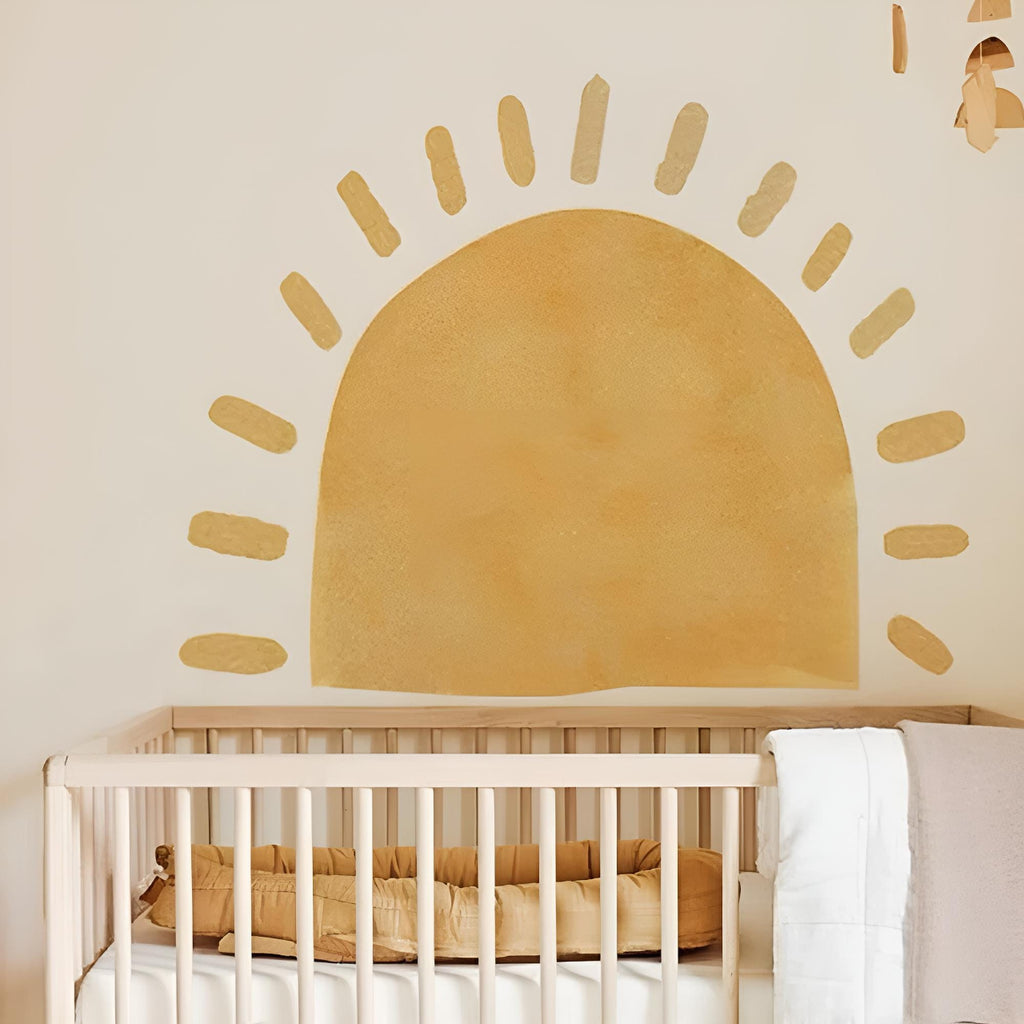 Grand Sticker Mural Soleil Bohème Terracotta Chambre Bébé