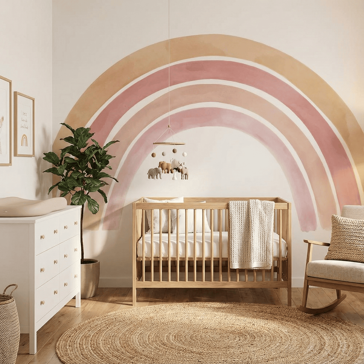 Grand Stickers Muraux Arc-en-Ciel Terracotta Pastel