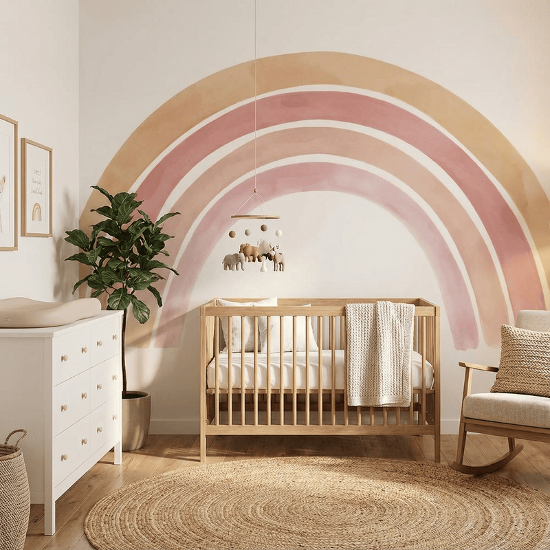 Grand Stickers Muraux Arc-en-Ciel Terracotta Pastel