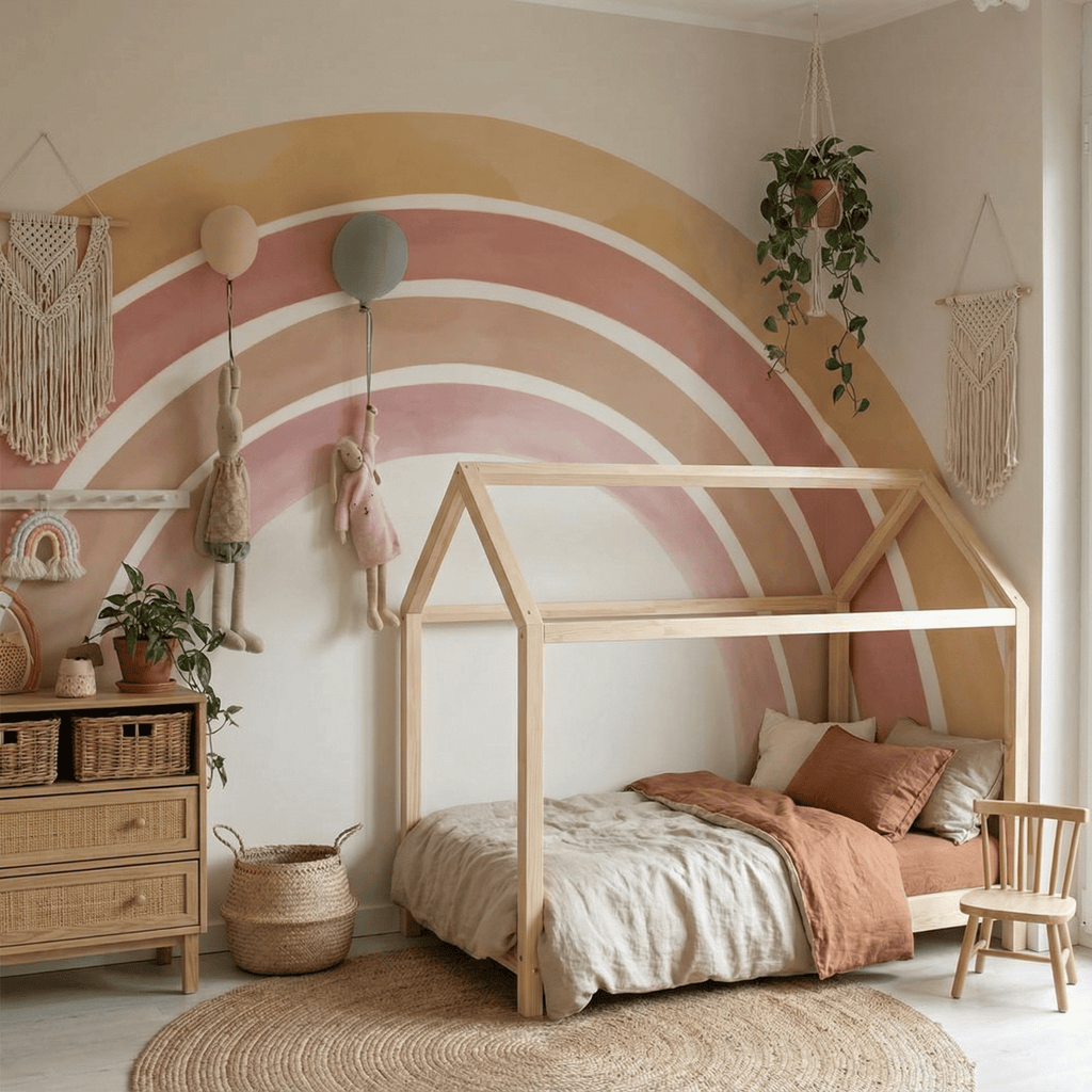 Grand Stickers Muraux Arc-en-Ciel Terracotta Pastel