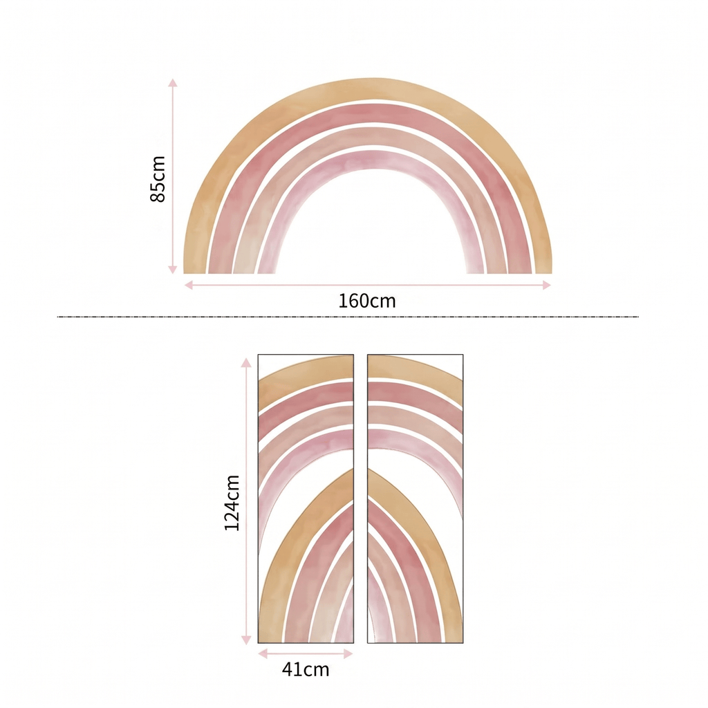 Grand Stickers Muraux Arc-en-Ciel Terracotta Pastel