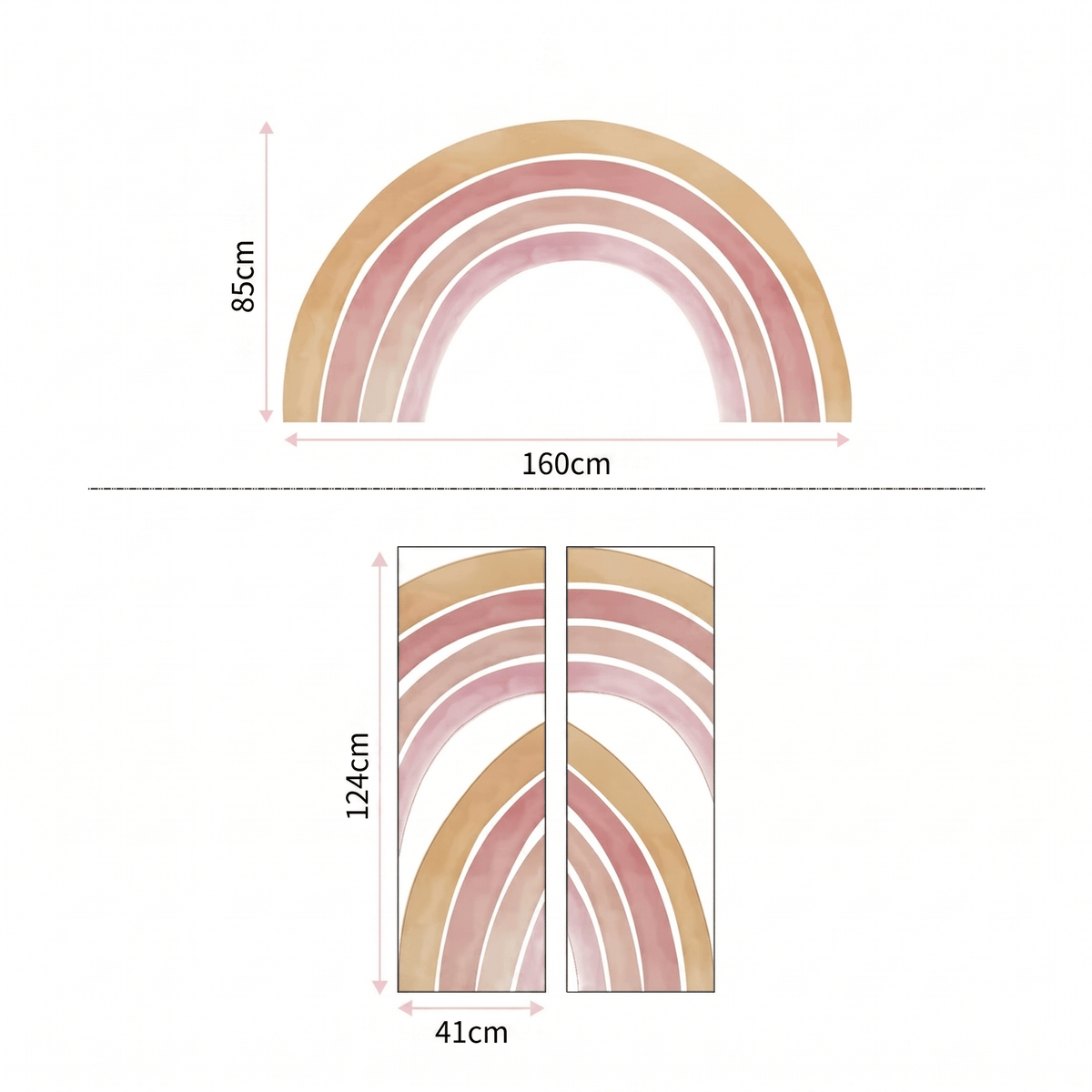 Grand Stickers Muraux Arc-en-Ciel Terracotta Pastel