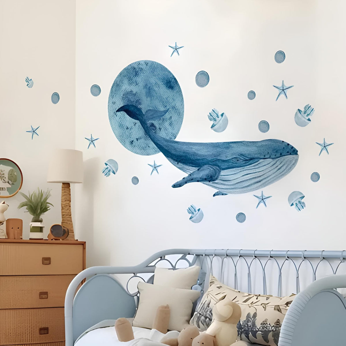 Grand Stickers Muraux Baleine Aquarelle Chambre Enfant