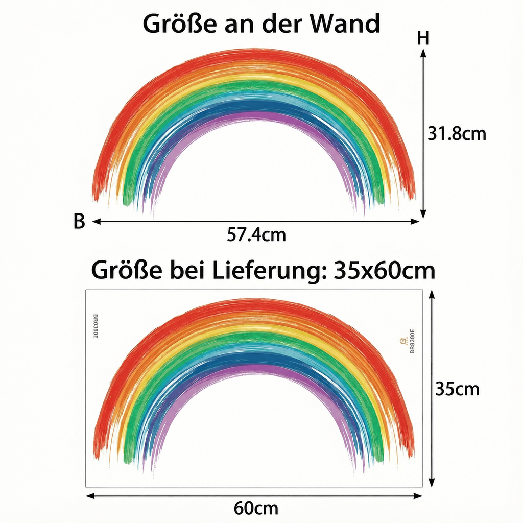 Wandtattoo Bunter Regenbogen - Maße