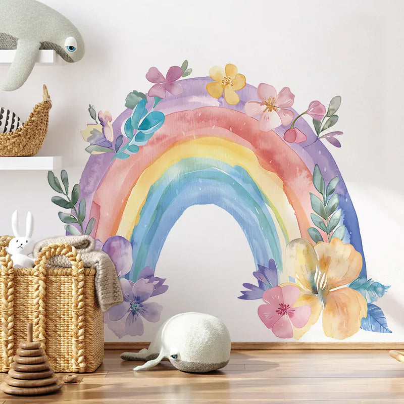 Sticker Mural Arc-en-Ciel Pastel Style Peinture