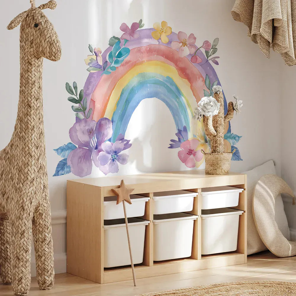 Sticker Mural Arc-en-Ciel Pastel Style Peinture