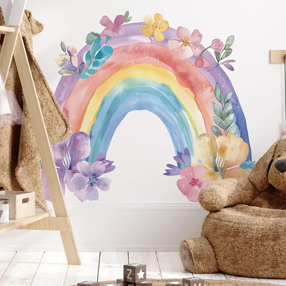 Sticker Mural Arc-en-Ciel Pastel Style Peinture