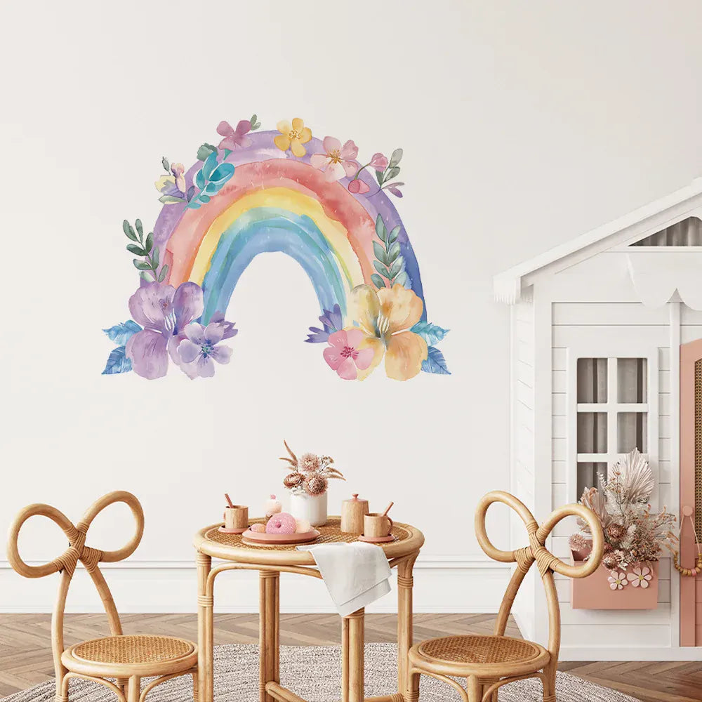 Sticker Mural Arc-en-Ciel Pastel Style Peinture