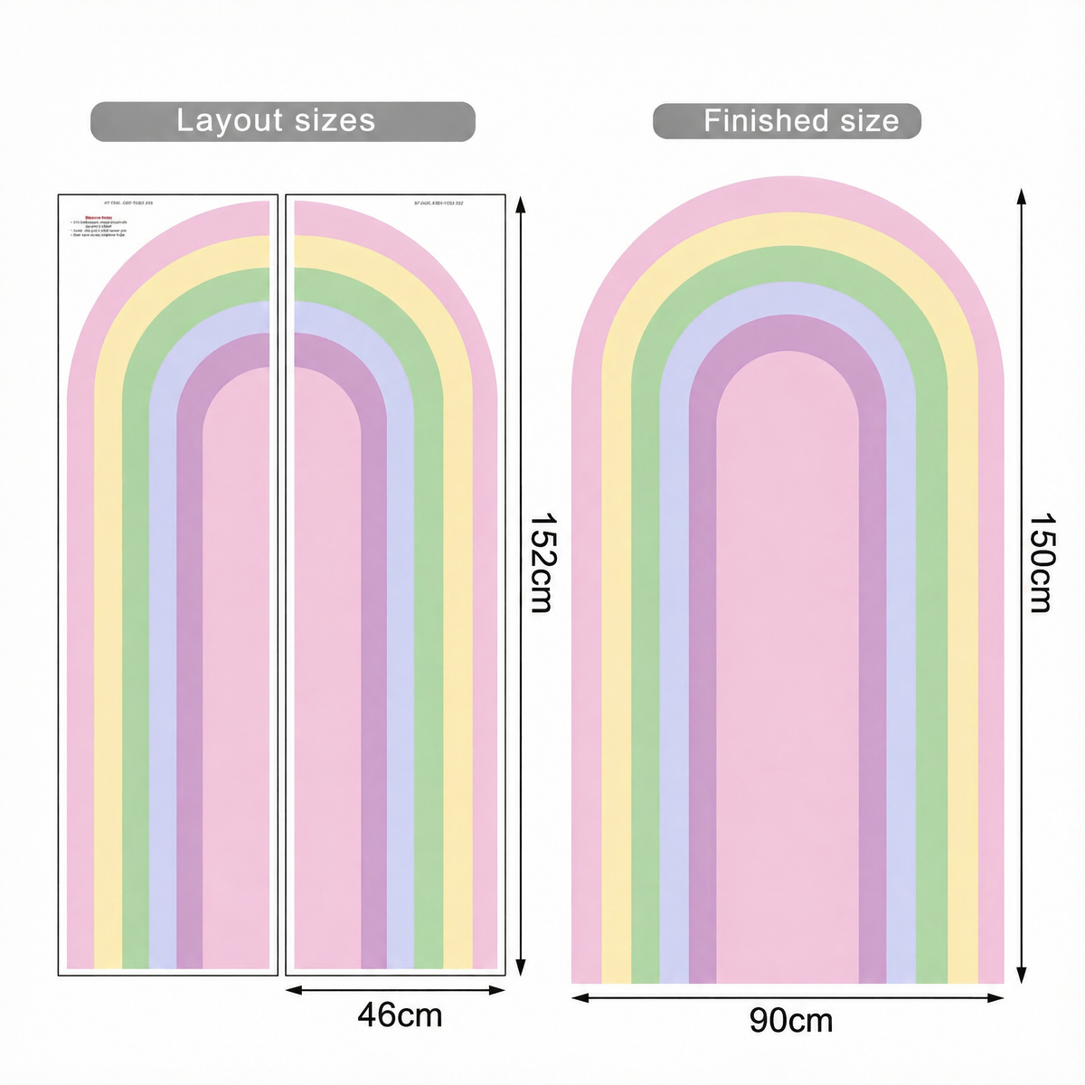 Rainbow Arch Wall Sticker - dimensions