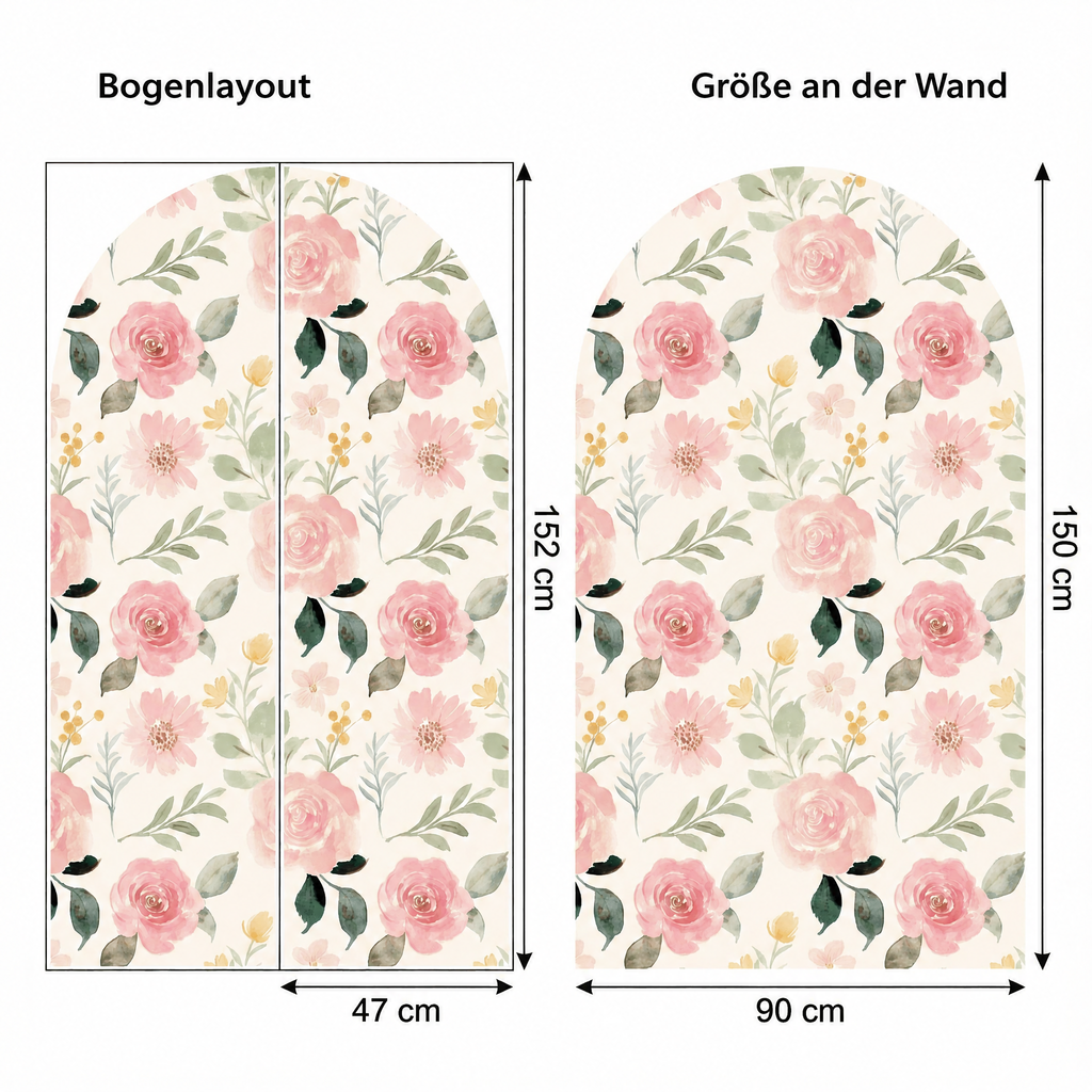 Wandtattoo Rosenbogen - Maße