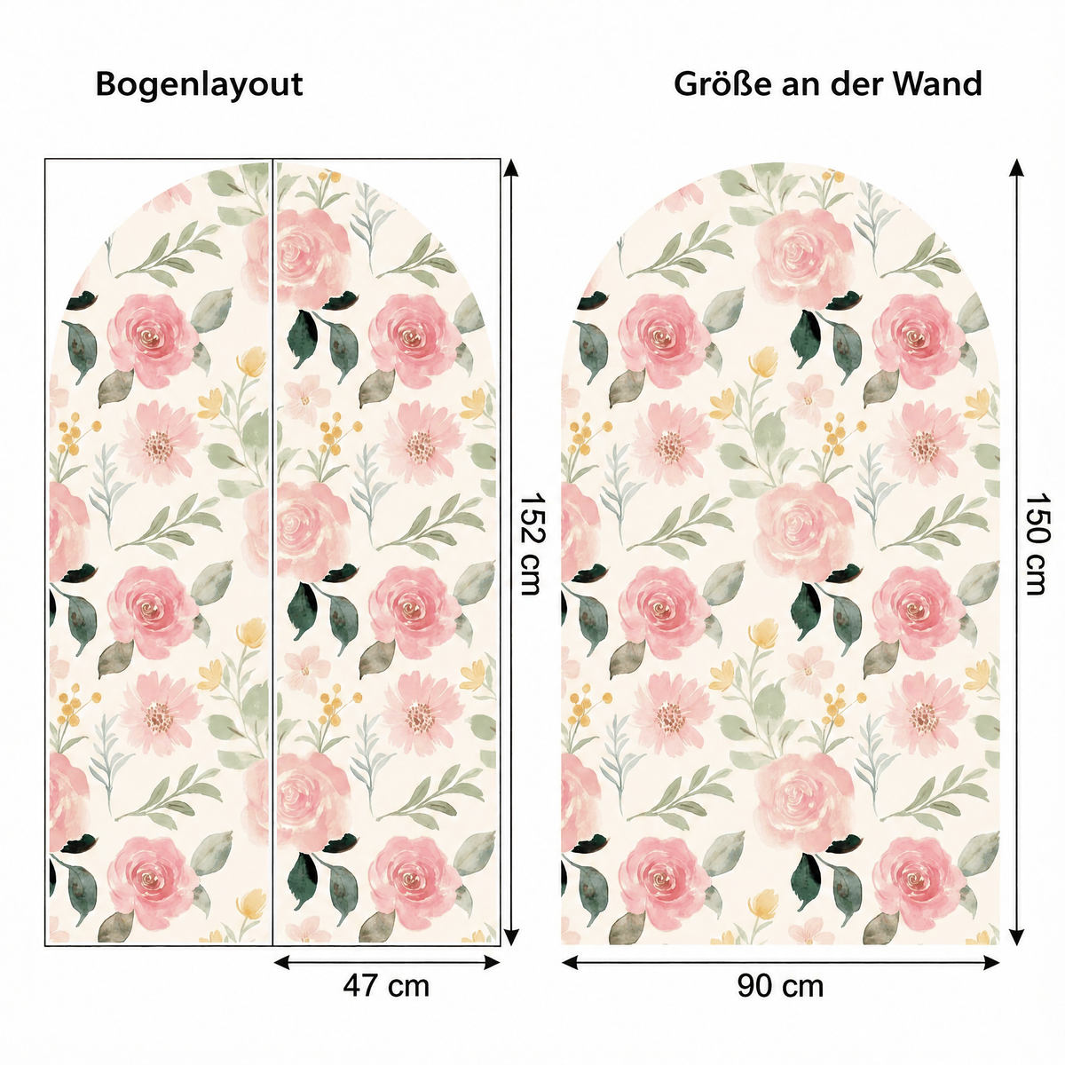 Wandtattoo Rosenbogen - Maße