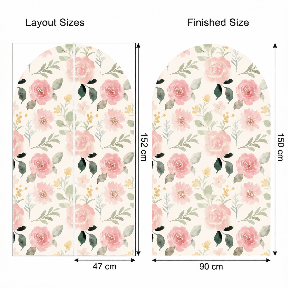 Floral Arch Wall Sticker - dimensions