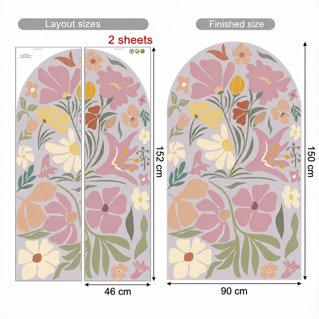 Modern Floral Arch Wall Sticker - dimensions