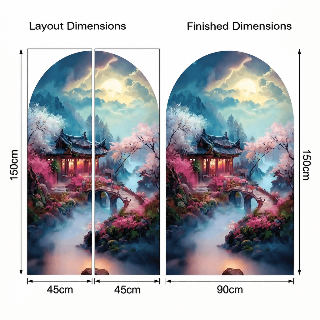 Japanese Temple Arch Wall Sticker - dimensions
