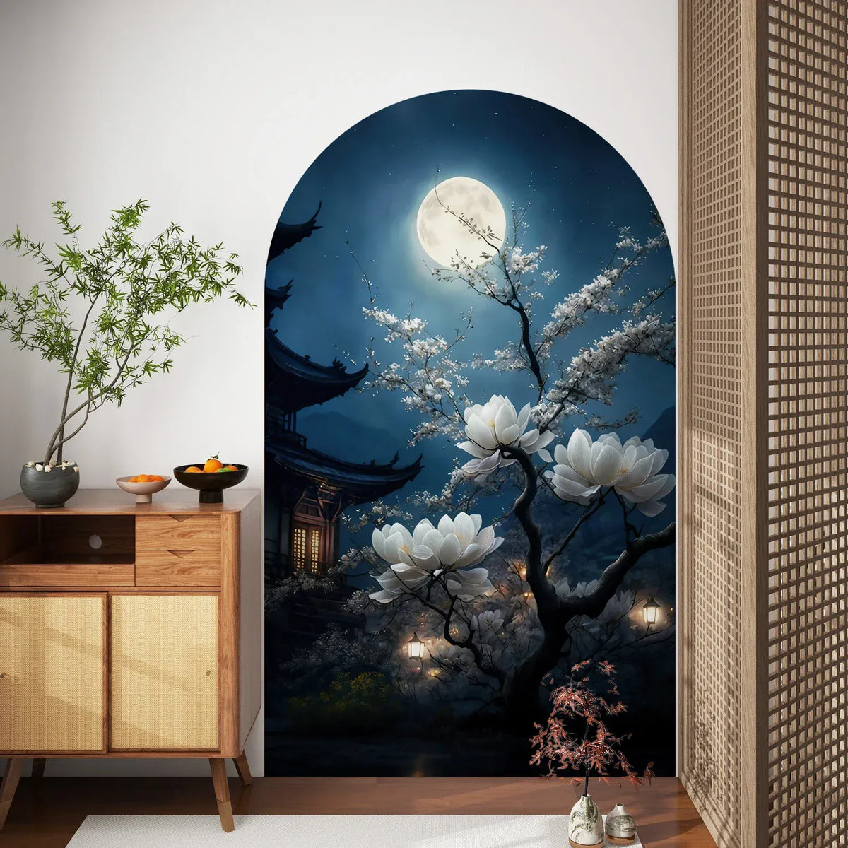 Sticker Mural Arche Temple Japonais Nocturne