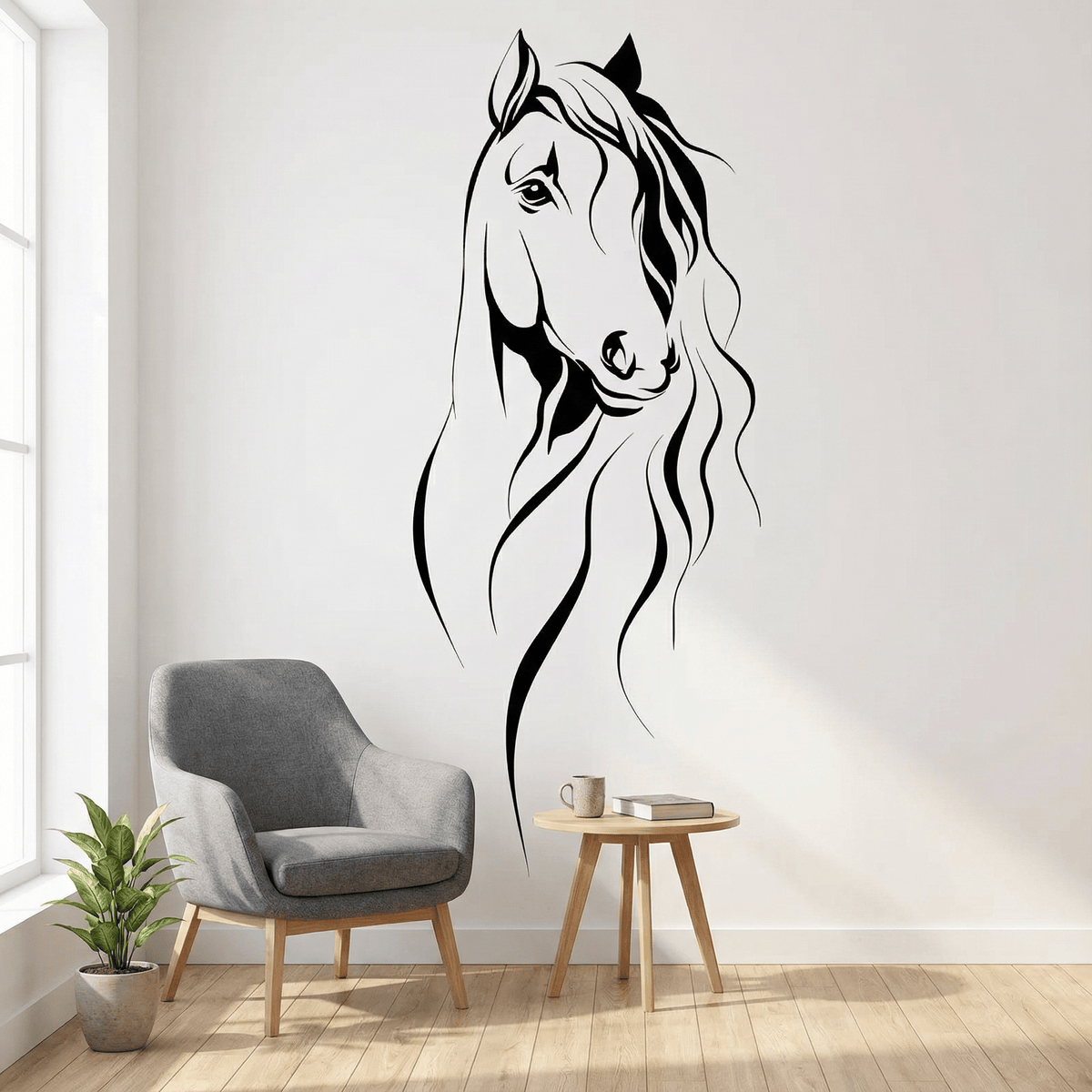 Sticker Mural Buste Cheval